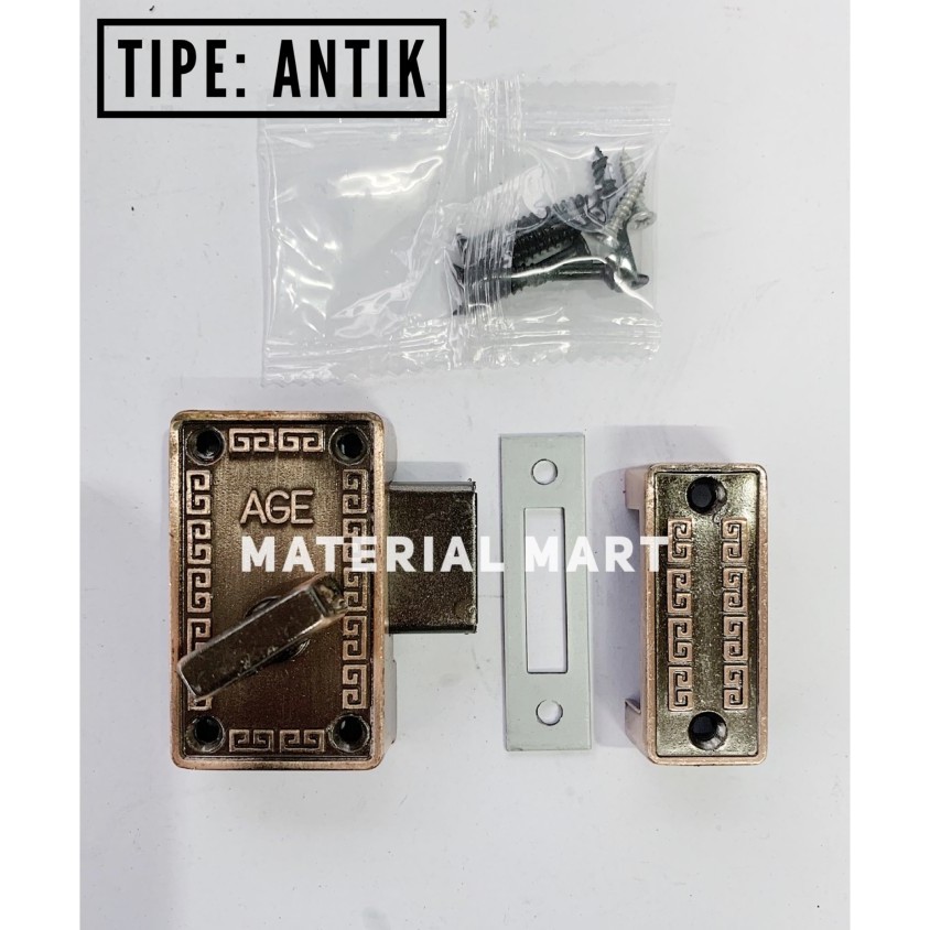 Grendel Slot Pintu Antik | Grendel Kunci Putar | Pengunci Kamar Mandi