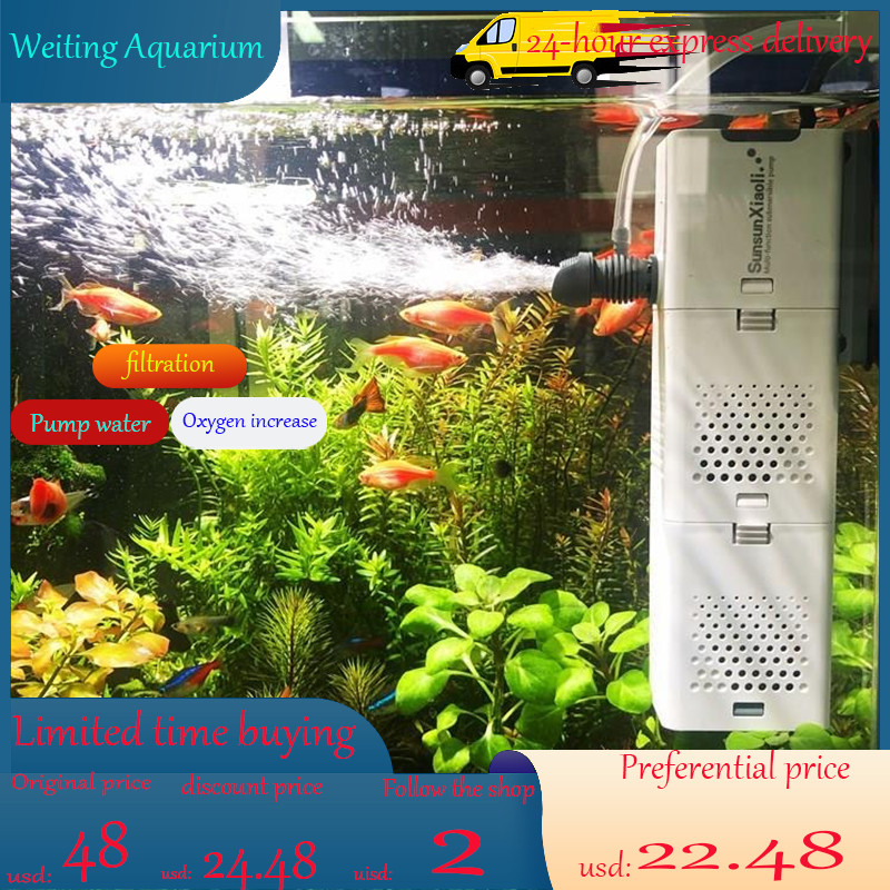 Aquarium Filter Pump 4 In 1 Fish Tank Submersible Air Oxygen Internal Pump aquarium air pump Wave pu