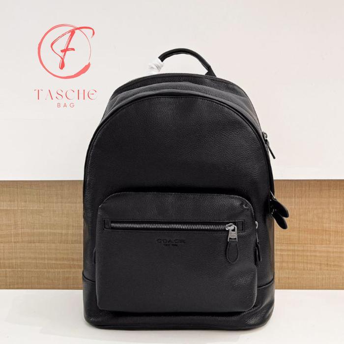 Tas Ransel pria CH 2854 leather backpack unisex simple full black