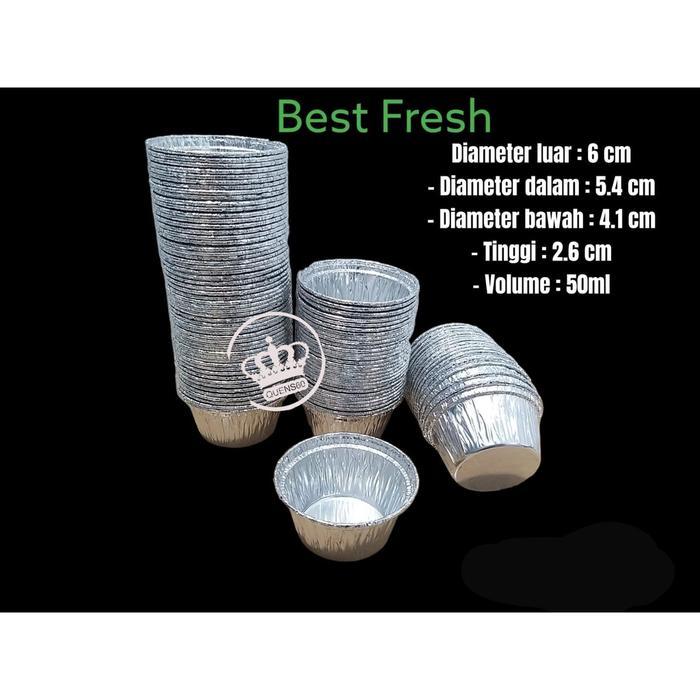 Alumunium Foil Cup Rx 1406 Isi 100Pcs 100 Pcs / Cup Mini / Cake Muffin Roti 50Ml Best Fresh