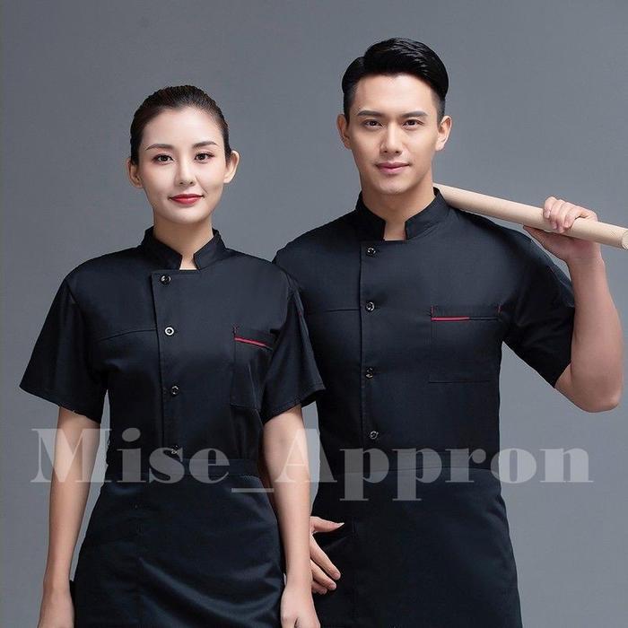 Premium Baju Koki Seragam Chef Kemeja Koki Baju Chef Swiss Lengan Pendek Original