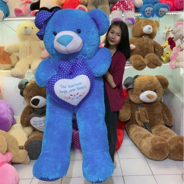 KOMPLIT Boneka Tedy Bear WARMES Ukuran 1,5METER Topi pita love Super jumbo dolls