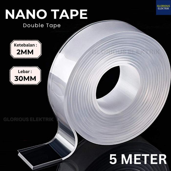 TERBARU Nano Magic Double Tape Isolasi Bening Tahan Air Panjang 5 Meter ORIGINAL