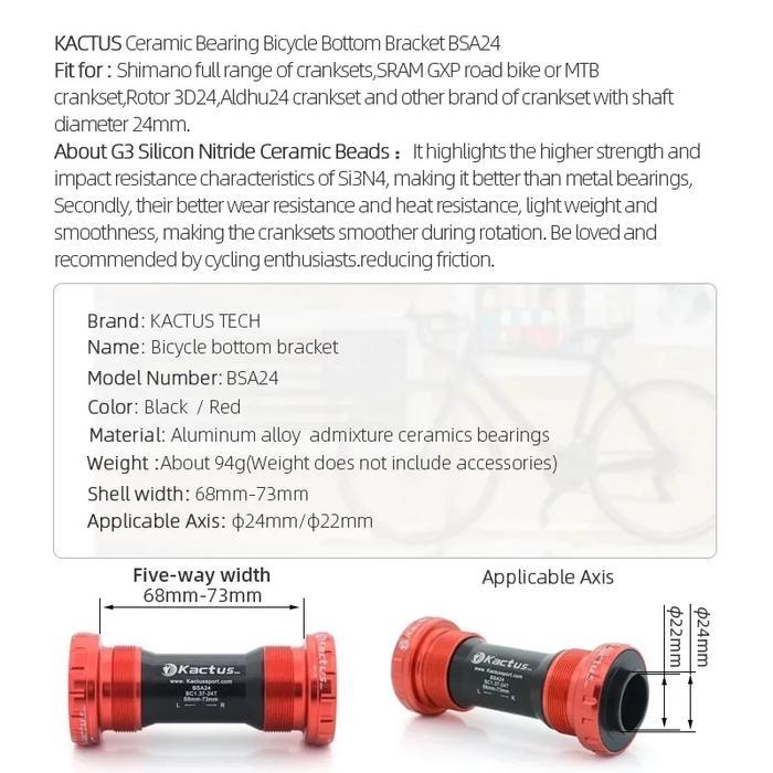 READY bb ceramic KACTUS BSA24 BSA30 BSAdub c-bear speed bsa 24 30 dub bottom