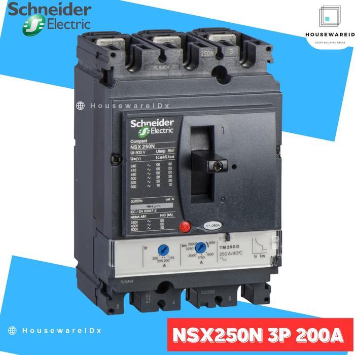 MCCB 3 PHASE 200 AMPERE SCHNEIDER LV431831 ORIGINAL / MCCB 3P 200A 50KA NSX250N / BREAKER 3 POLE