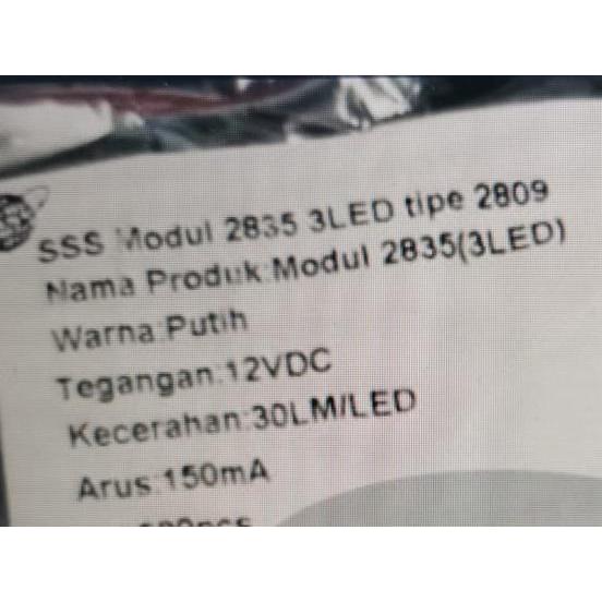 Promo Led Modul Mini 2835 3 Mata Led 2809 12V Warna Putih 12 Volt Original