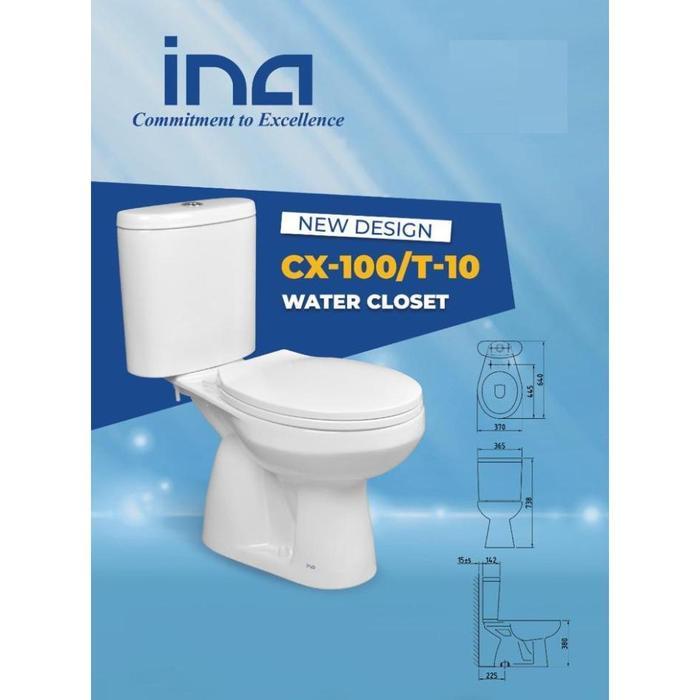 TERMURAH INA CX 100 MONOBLOCK KLOSET DUDUK WASH DOWN SYSTEM PUTIH - Not Specified