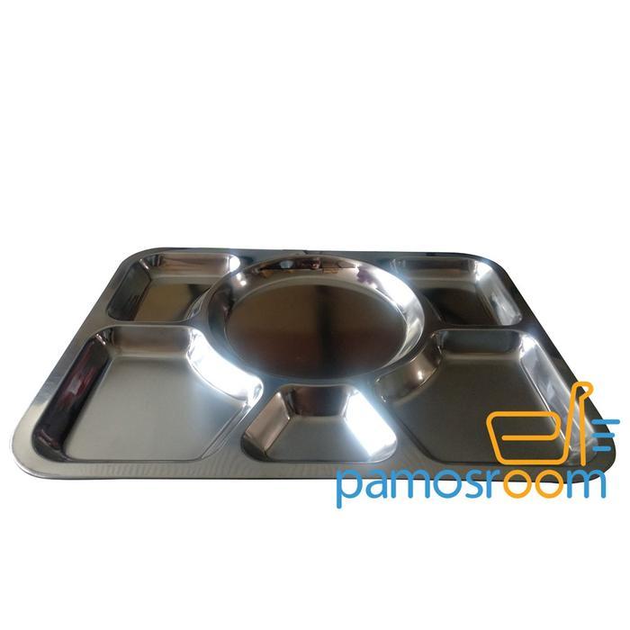 Nampan Plato Stainless Nampan Ompreng Rumah Sakit Sekat 6 Segi Nampan Stainless Foodgrade