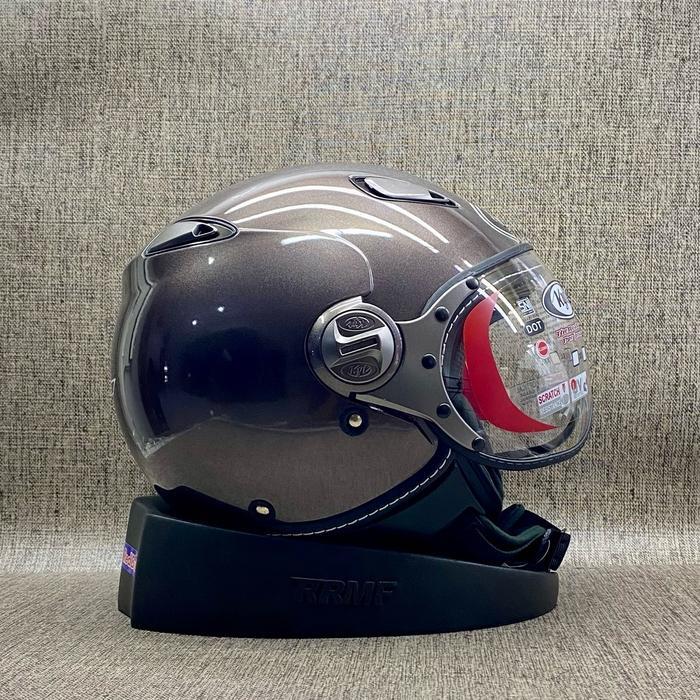 HELM KYT ELSICO Solid - KYT Helm Retro | KYT - Cewek Cowok Termurah - GUN METALIC, M