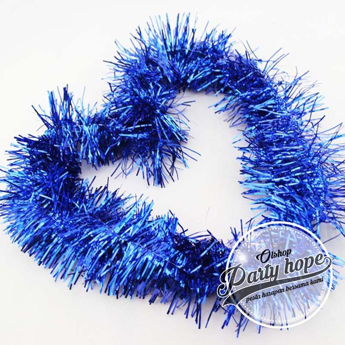 slinger / tinsel / hiasan natal / parcel / slinger rumbai warna biru