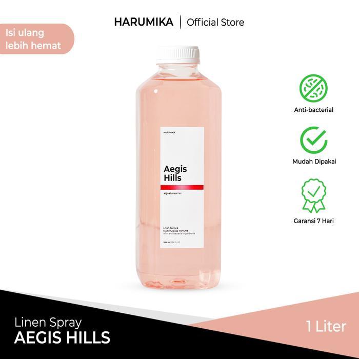 PAKET REFILL - Harumika 1Liter LINEN SPRAY & ROOM REFRESHER ANTI BACTERIAL - AEGIS HILL