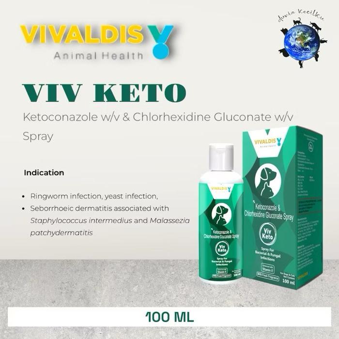 Vivaldis Viv Keto & Chlorhexidine Spray Anti Jamur Kucing Anjing / Ringworm / Yeast Infection /