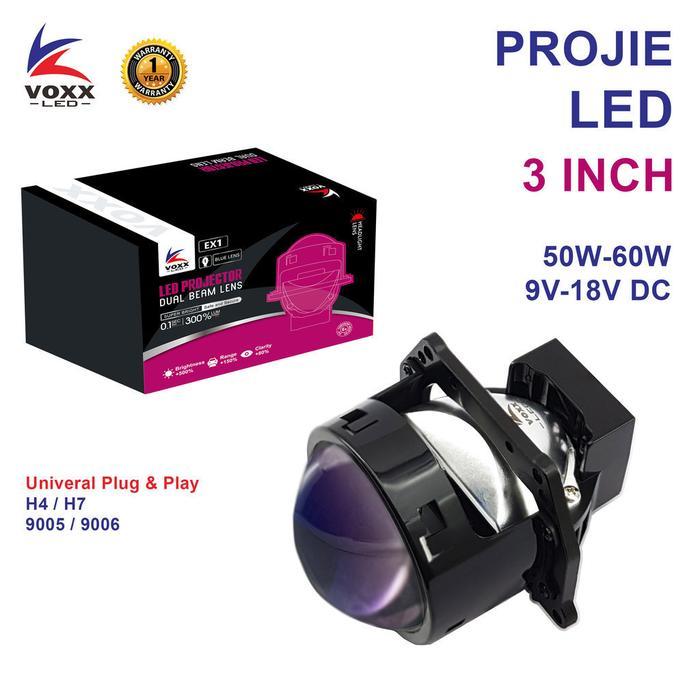 Projie Led 3 Inch 60W Blue Lens Projector Led Laser 3.0" Voxx Ex1
