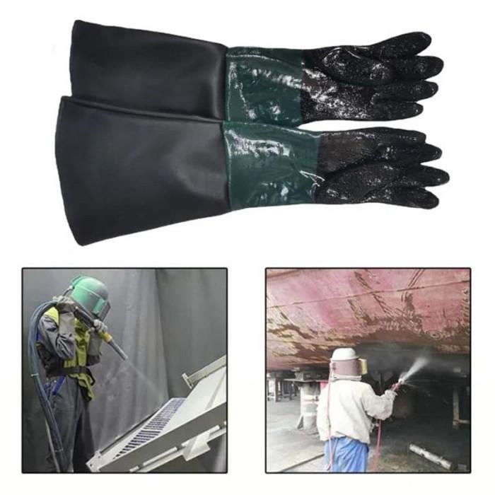 1 Pair Sandblasting Tangan Karet Sarung Tangan Blasting 65cm Gloves Sandblasting Sarung Tangan