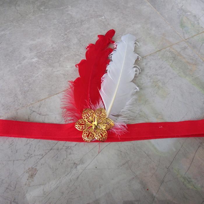 Bando Culry Merah Putih Bunga Gold