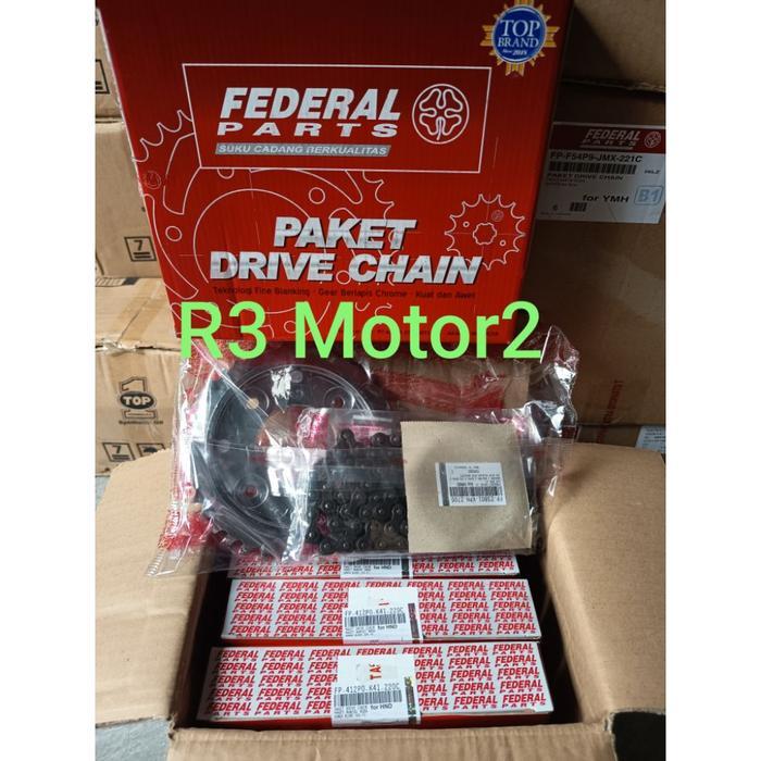 Gir Set / Gear Set Federal Fp-412P0-K41-220C 420H-106L-14T-39T Untuk Motor Supra X 125 Fi 2014 Ke