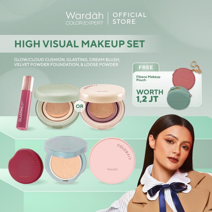 Wardah Colorfit High Visual Makeup Set Free Fibreno Makeup Pouch - Balance Makeup High-Med-Low