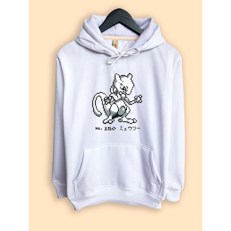 Jaket Hoodie UT Pokemon Pixel Art Mewtwo Legendary No 150 Mew Japan Kanji