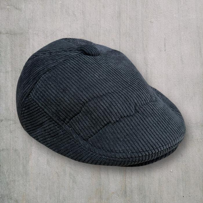 Topi Pet Pria Casual Flat Cap Corduroy Tebal Model Kancing Depan