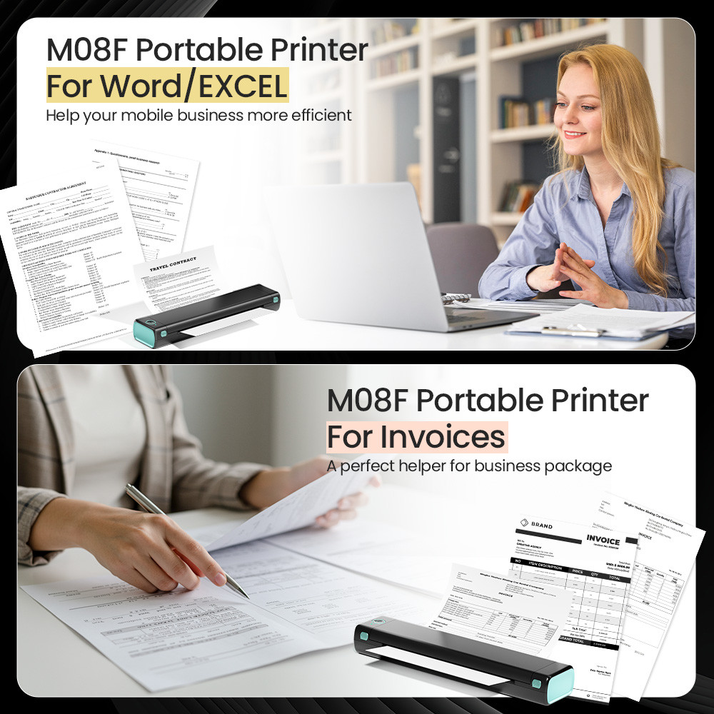 Phomemo M08F A4 Portable Blutooth Thermal Printer Supports A4 Paper Compatible with Android & iOS
