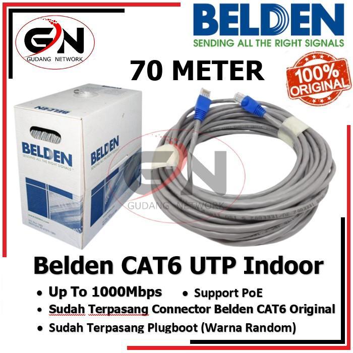TERLARIS Kabel LAN BELDEN UTP Cat 6 70m Kabel UTP Cat6 Panjang 70 Meter