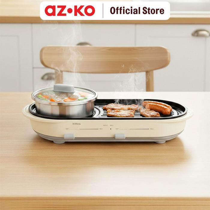 AZKO Kris Hotpot & Grill Detachable 1800 watt - Putih Electric Cooker Pot Tabletop Appliance