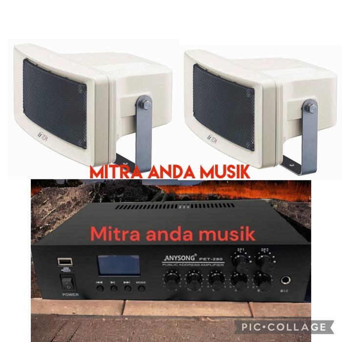 Paket speaker toa dan amplifier 60 watt 100v 2 zone speaker usb player bluetooth
