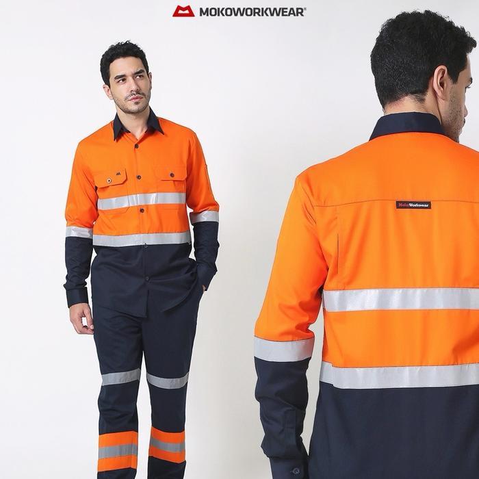 MokoWorkwear - BAJU WEARPACK SAFETY MOKO WORKWEAR ORANGE-NAVY