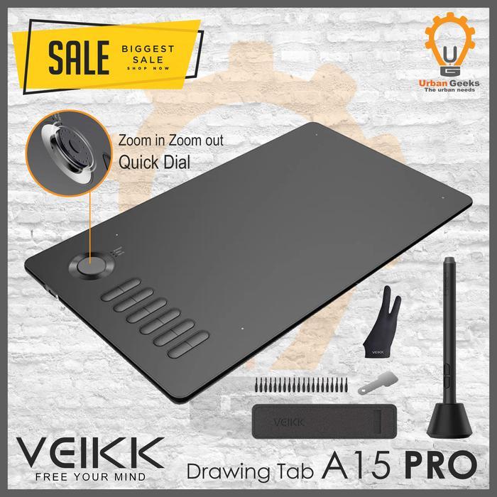 Veikk A15 Pro Digital Graphic Drawing Pen Tablet Alt Huion Xp Pen Osu Terlaris