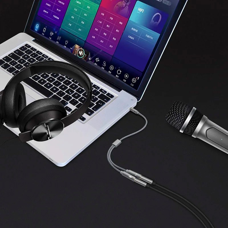 Headset Splitter 3.5mm Audio Mic Stereo Headphone Splitter Audio 3.5mm 4 Pole Jack Y Cable for PS4,