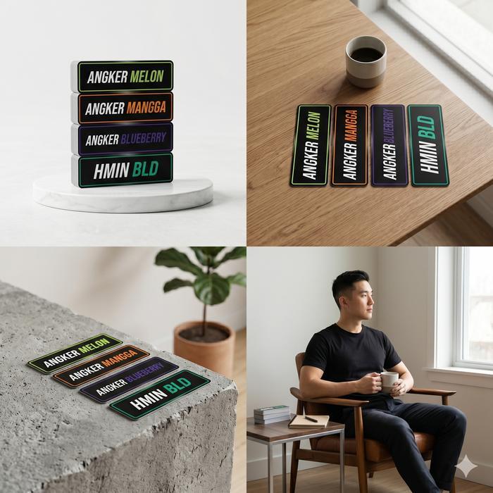 TERLARIS Angker & Hmin Custom Carton Plate Papan Nama Aksesori Meja Kerja Premium Bahan Tebal Kokoh