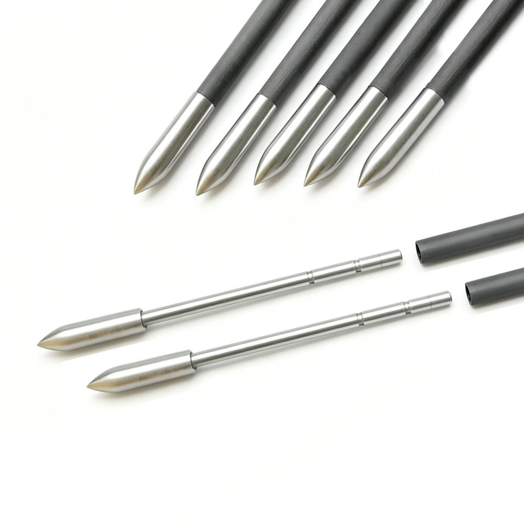 12pcs Stainless Steel Break off Arrow heads Tips Point 80gn 100gn 120gn for ID 3.2mm arrow shaft