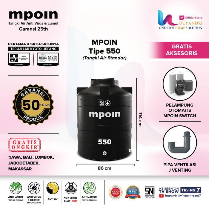 Tangki Air MPOIN 550 Wave Toren Tandon tanki 550 Liter Mpoin Plus - Hitam