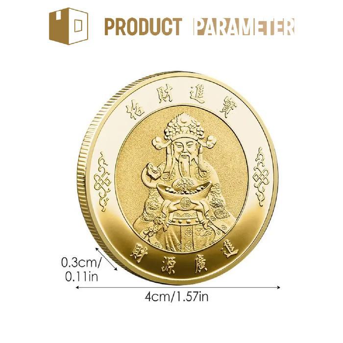 4CM Koin cina Feng Shui Dewa Rejeki Koin Emas Koin China Money Amulet Asli Dewa Rejeki Goldcoin