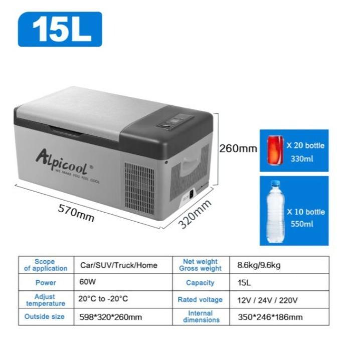 Alpicool Kulkas Portable Mobil Mini Fridge Freezer 55L - CF55 - Kulkas Portable Mini Freezer Mobil M