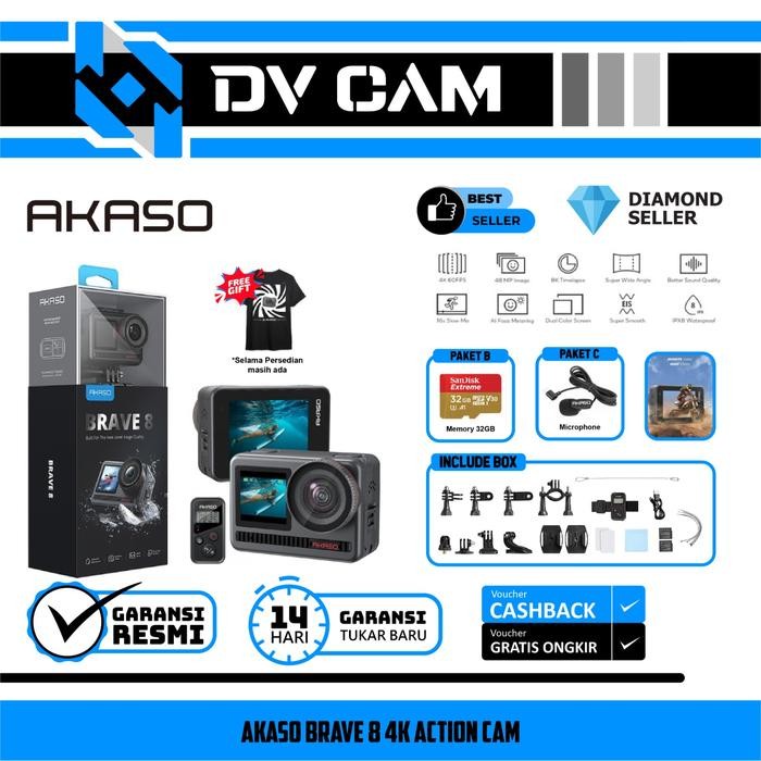 Akaso Brave 8 4K Action Cam Akaso Brave8 Action Camera GARANSI RESMI