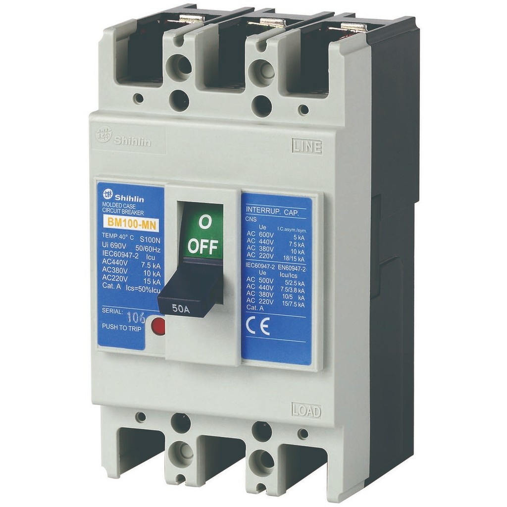 MCCB NFB SHIHLIN BM100-MN BM100MN 3P 60A 75A 100A