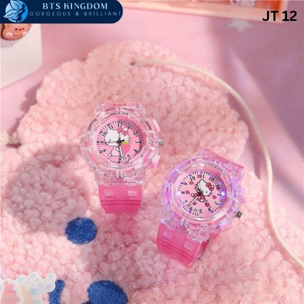 JT 12 Jam Tangan Anak LED Light Cute Hello Kitty Fashion Kids Watch
