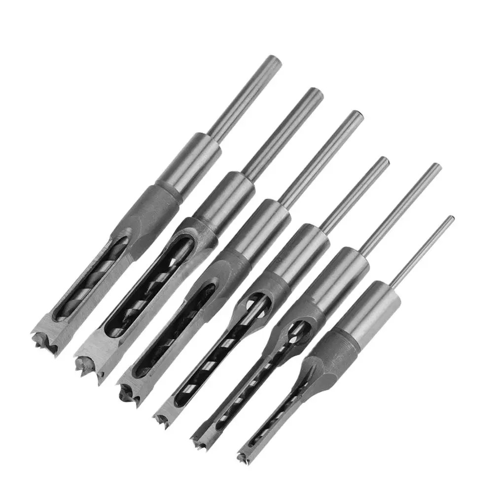 Binoax 7 Pcs Square Hole Saw Drill Bits Woodworking Hole Wood Mortising Chisel Set Mortise Chisel Bi