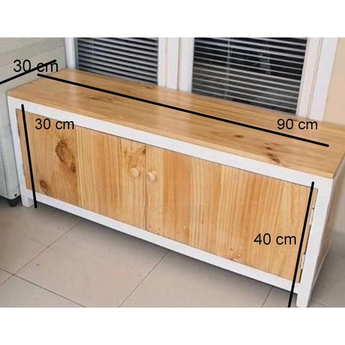 Custom Lemari Rak Sepatu Bahan Full Kayu Jati Belanda, List Warna Putih