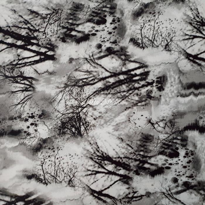 DISKON Stretch Tulle Motif Foggy Tree Monochrome (Pronto Moda)*