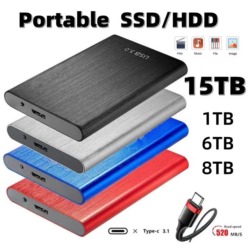 Original Portable High-Speed SSD/HDD 2TB/4TB/8TB/16TB/30TB External