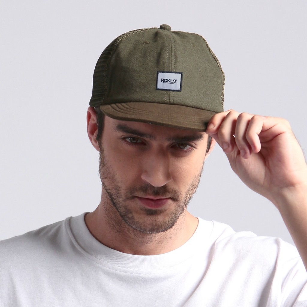 RCKLS.LTD Mesh Caps Army | Topi Pria Visor Pendek | Topi Sepeda