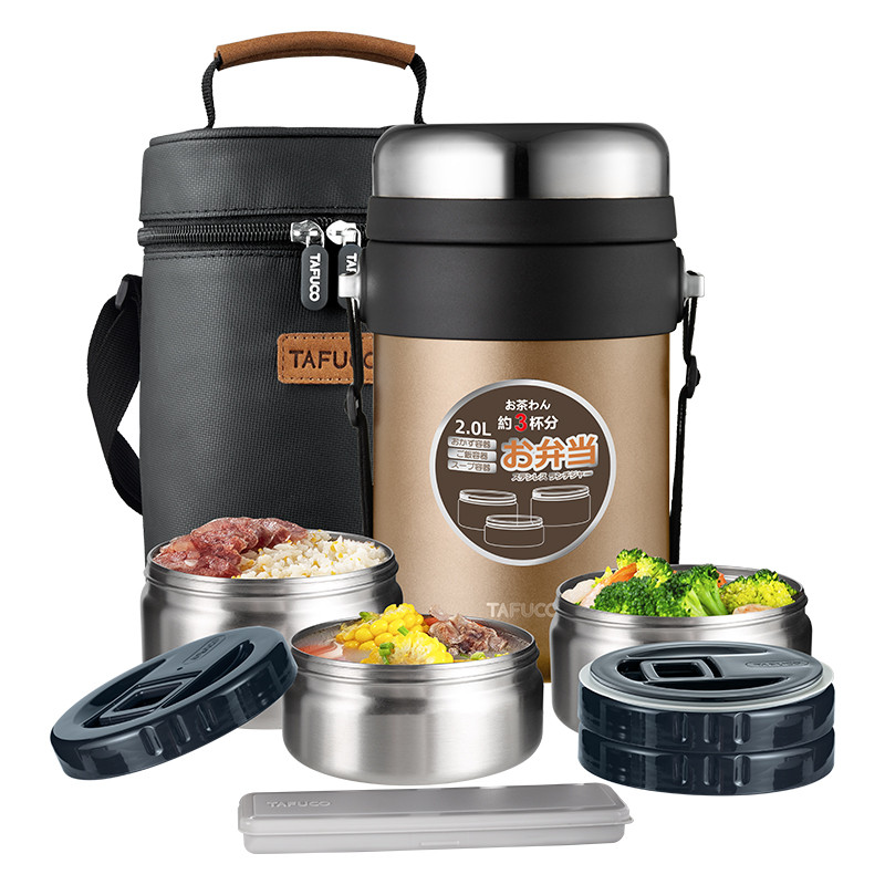 Tafuco 2L Stainless Steel Insulated Lunch Box Leak Proof Lunch Jar Food Flask