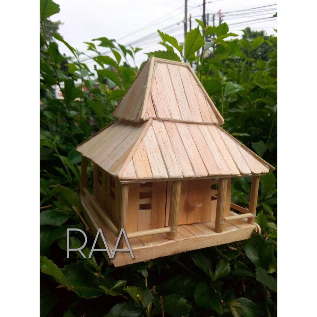 miniatur rumah adat jawa timur joglo sinom stik es krim LED