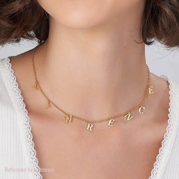 KALUNG LIONTIN TITANIUM ANTI KARAT CUSTOM NAMA HURUF BERPISAH Bisa request Font/bentuk huruf nya