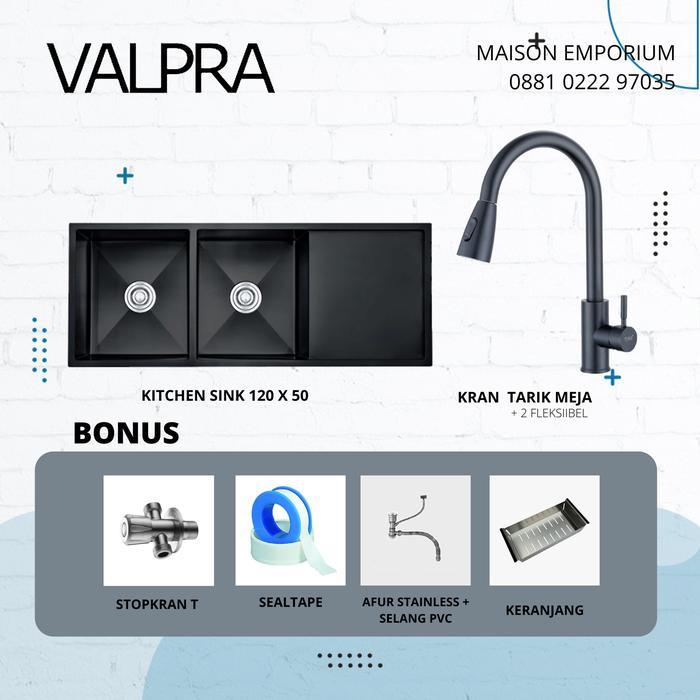SALE Kitchen Sink Valpra 12050 Hitam + Keran Kran Air / Cuci Piring Black