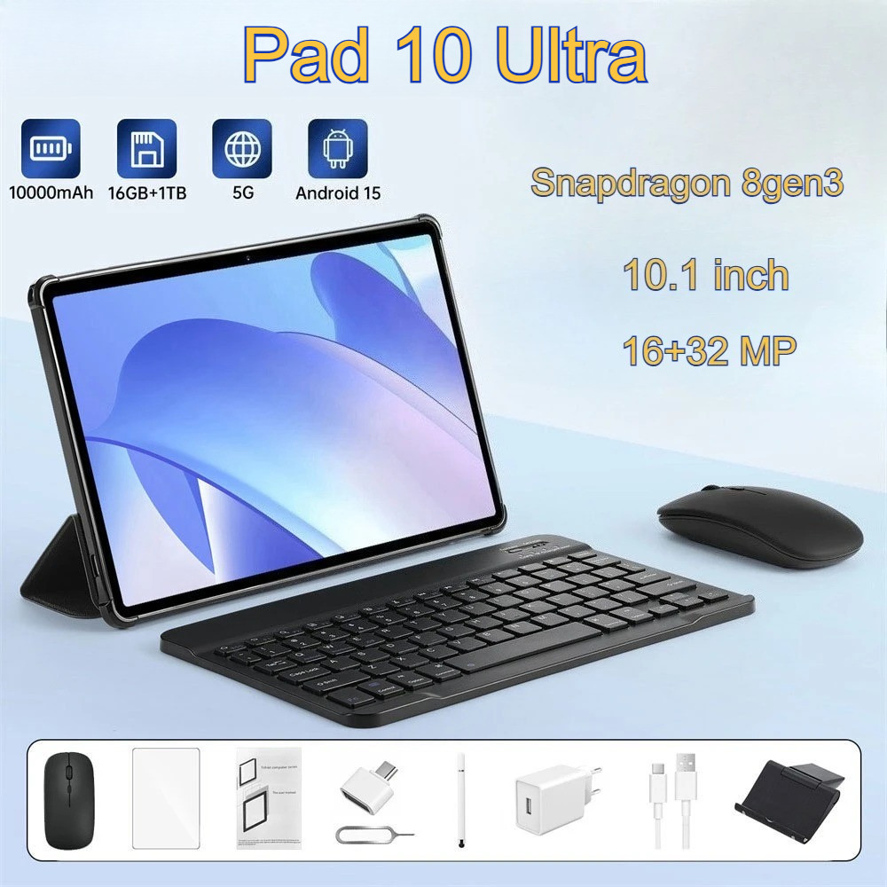 2025 New Pad 10 Ultra 10.1 Inch Screen Tablet Android 15 10000Mah 16Gb+1Tb Tablets Global Version 4G