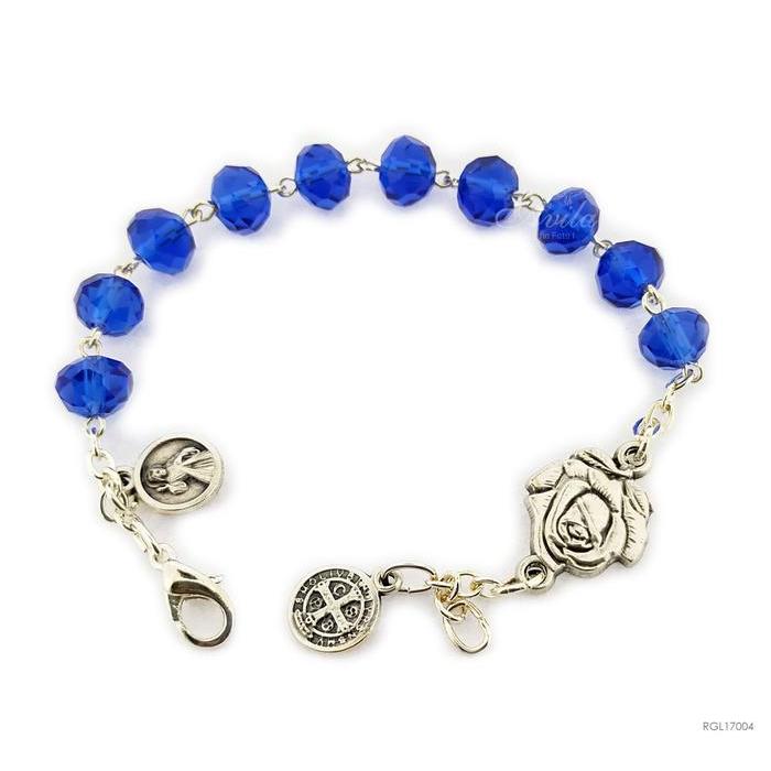 Rosario Gelang Kristal Medali Benedict Bunda Maria 8mm Italy Toko Rohani Katolik