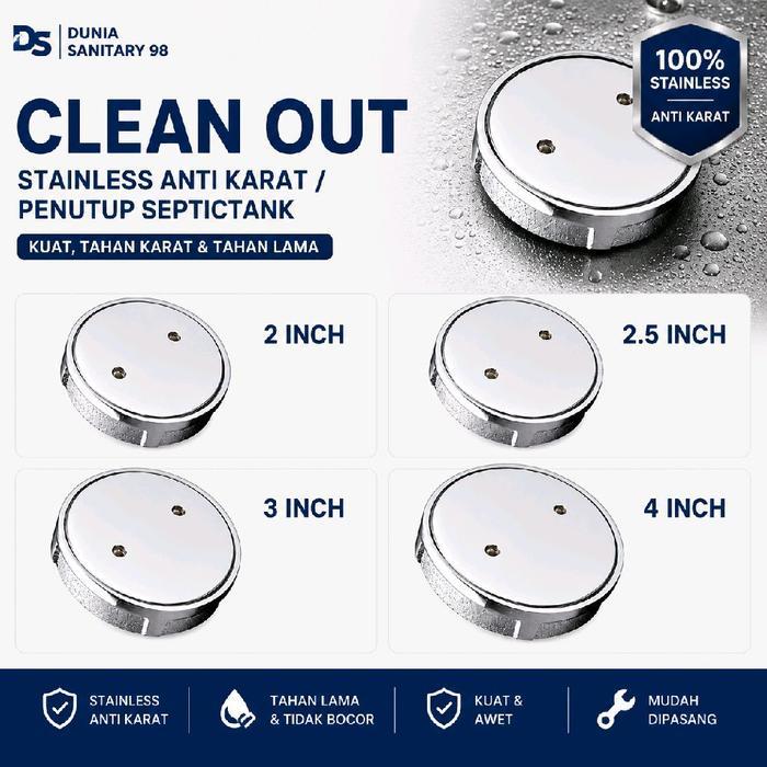 Clean Out 2/2.5/3/4 Inch Stainless Anti Karat /Penutup Septictank Terbaru